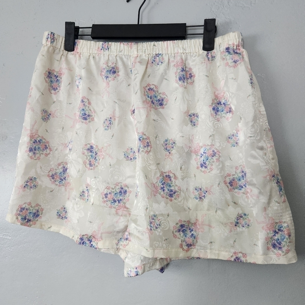 Vintage Nordstrom 2 Piece Floral Bouquet Bridal Shorts Lingerie Pajama Set Med - Picture 6 of 8